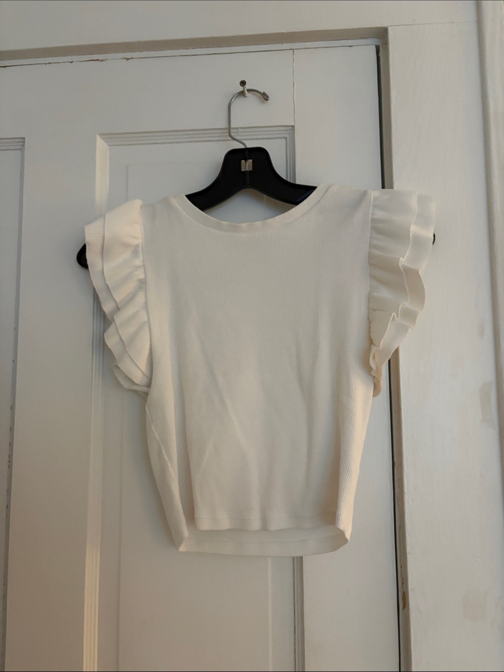 Zara white Ruffle Sleeve Tank Top